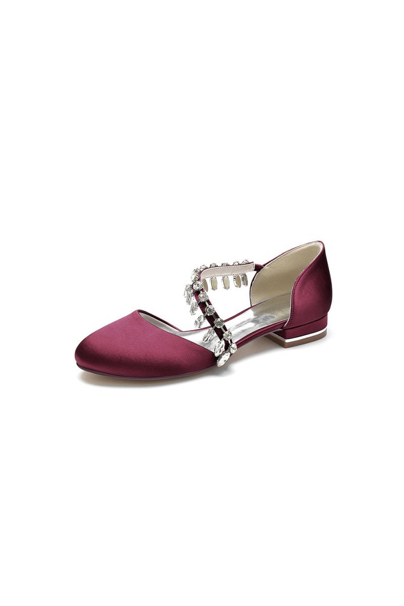 Crystal Strap Round Toe Flats - BOLODOO