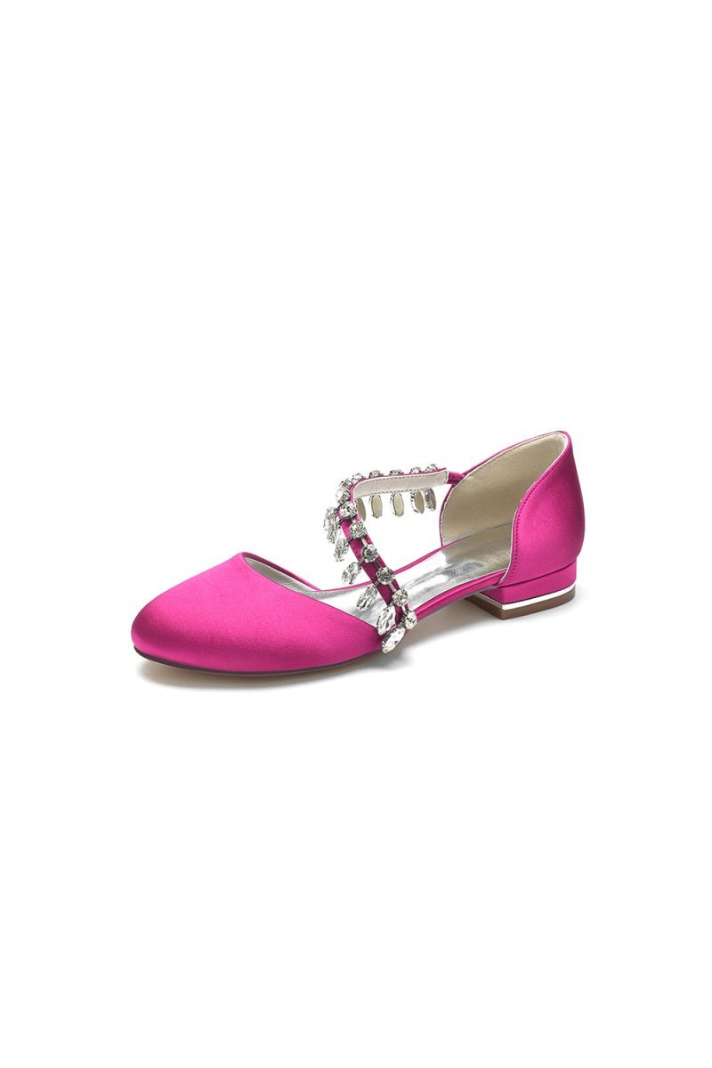 Crystal Strap Round Toe Flats - BOLODOO