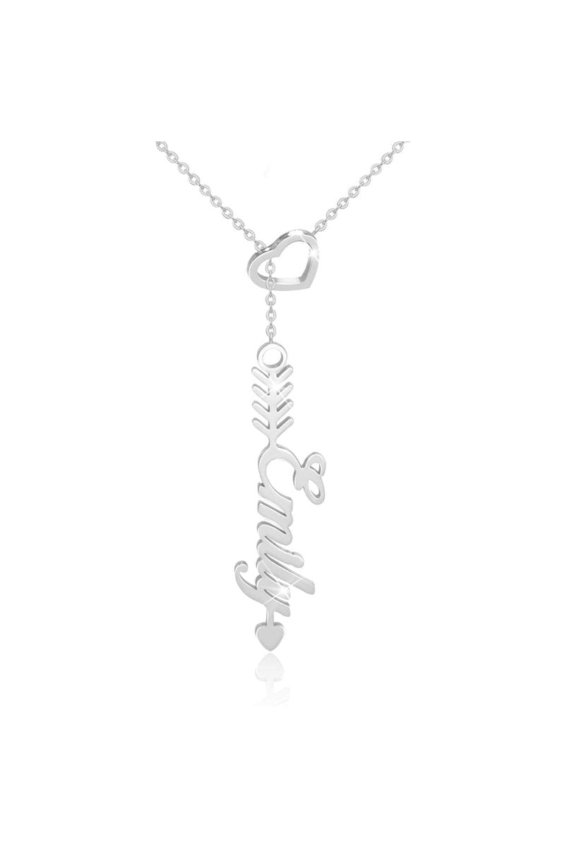 Custom Silver Heart Arrow Name Necklaces - BOLODOO