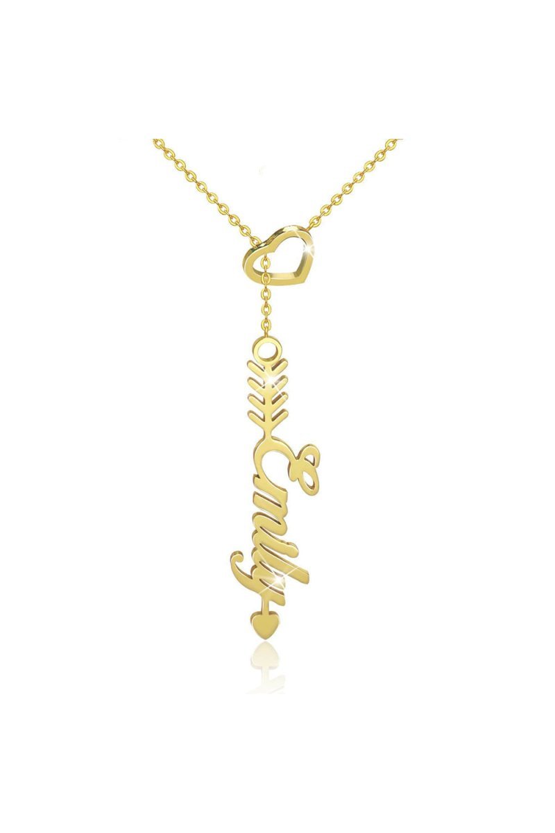 Custom Silver Heart Arrow Name Necklaces - BOLODOO