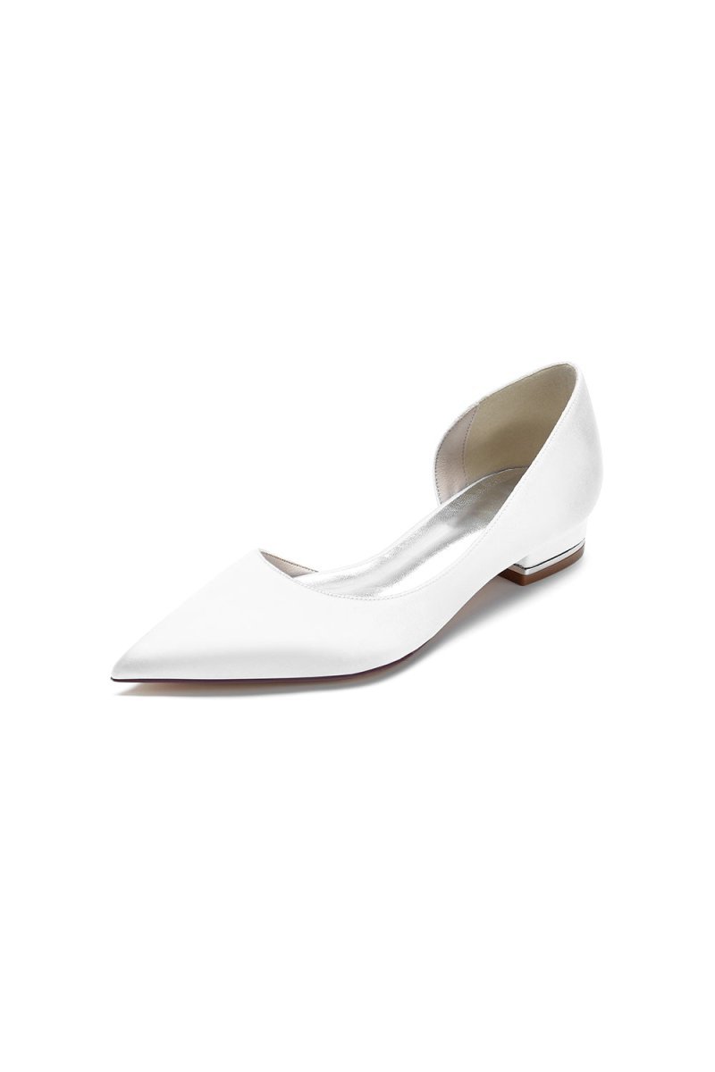 Simple Satin Pointed Toe Kitten Heels - BOLODOO