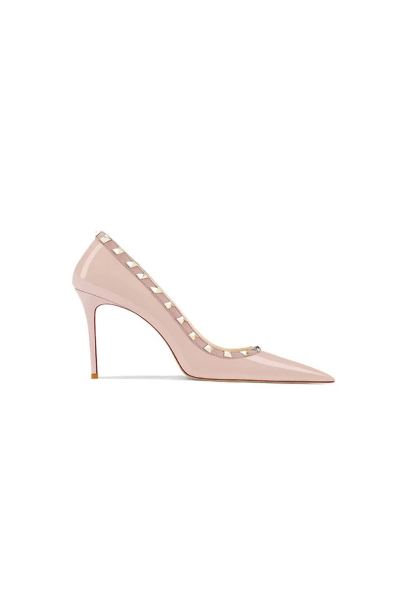 Dark Green Studded Mid Heel Pumps - BOLODOO