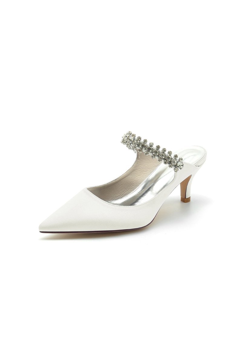 Pointed Toe Rhinestone High Heels - BOLODOO