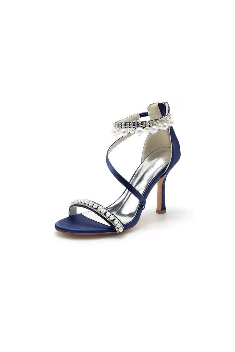 Elegant Single Strap Pearl Beaded Wedding Shoes - BOLODOO