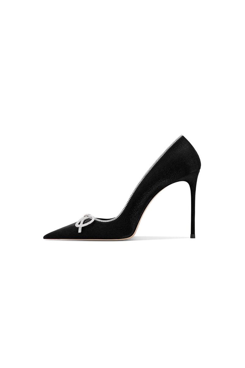 Elegant Stiletto Heel Bow Mid Heel Pumps - BOLODOO
