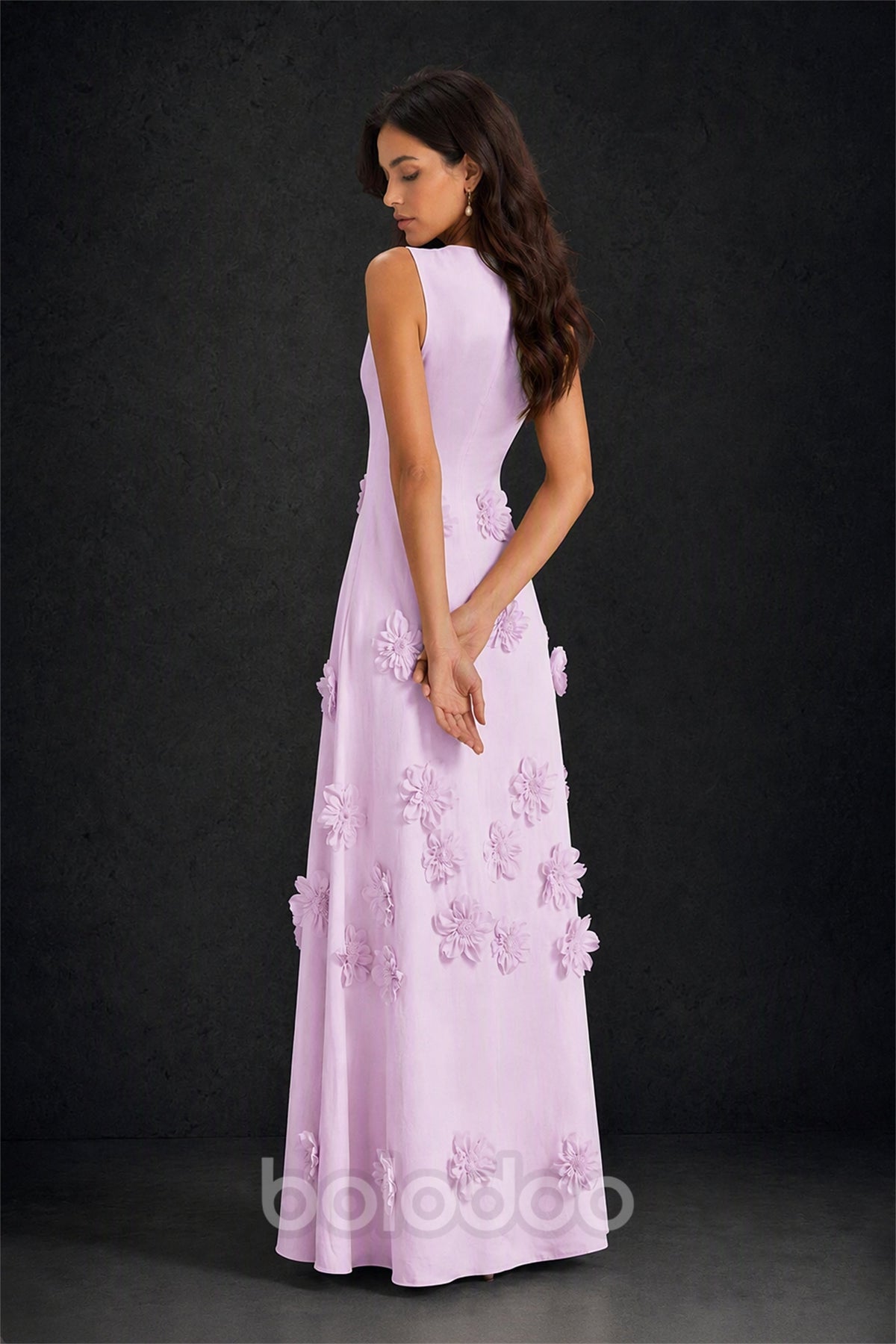 BOLODOO Lilac 3D Floral Appliqué Sleeveless Maxi Dress - Lilac | BOLODOO watermark