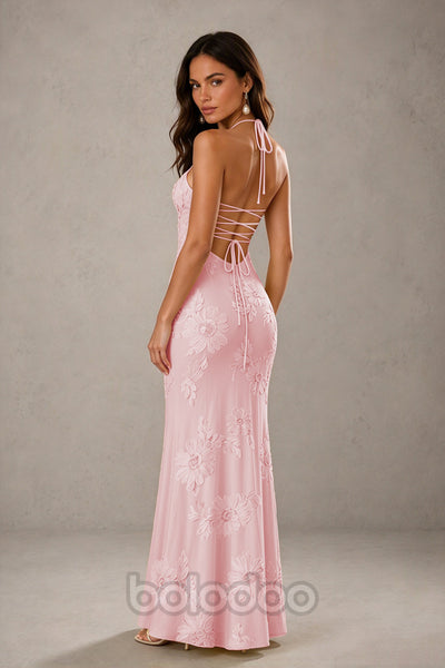 BOLODOO Blush Pink Spaghetti Strap Sweetheart Floral Embroidered Lace-Up Open Back Maxi Dress | BD0257  | BOLODOO watermark