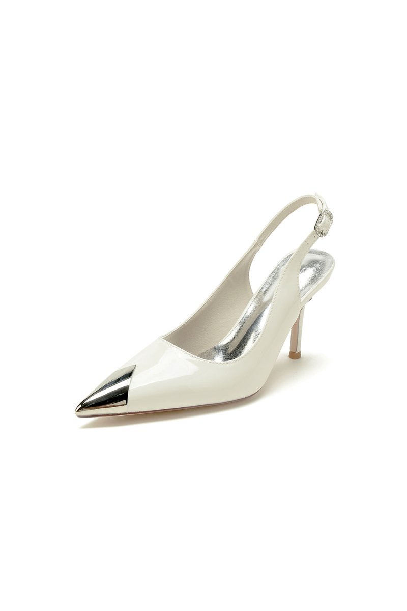 Glitter Crystal Wedding Shoes with Slingback Strap - BOLODOO