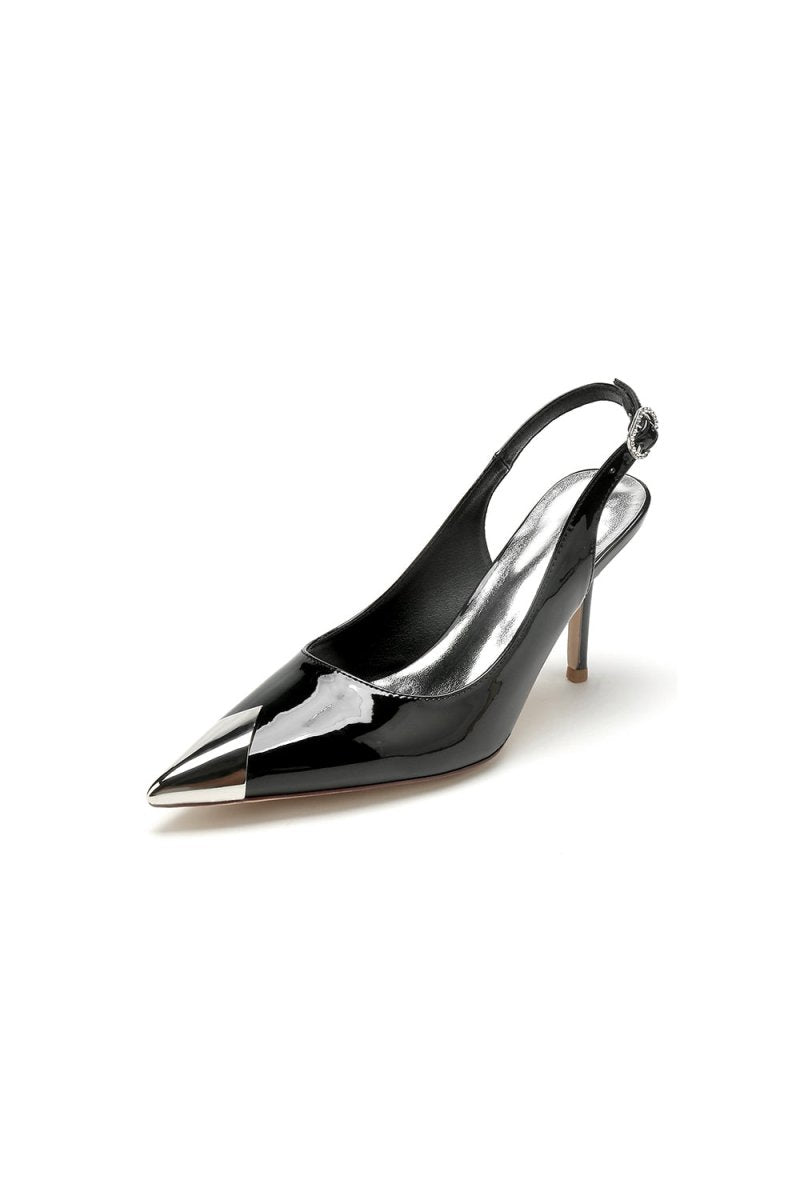 Glitter Crystal Wedding Shoes with Slingback Strap - BOLODOO