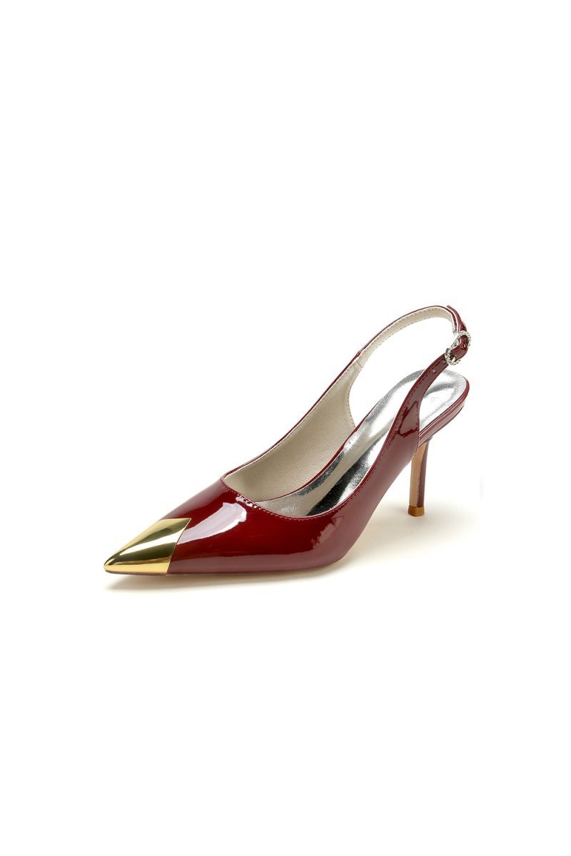 Glitter Crystal Wedding Shoes with Slingback Strap - BOLODOO