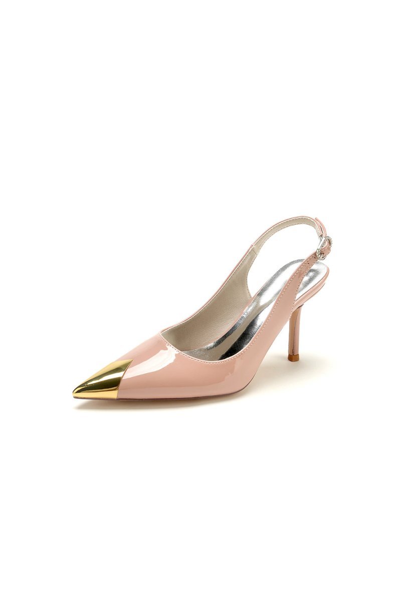 Glitter Crystal Wedding Shoes with Slingback Strap - BOLODOO