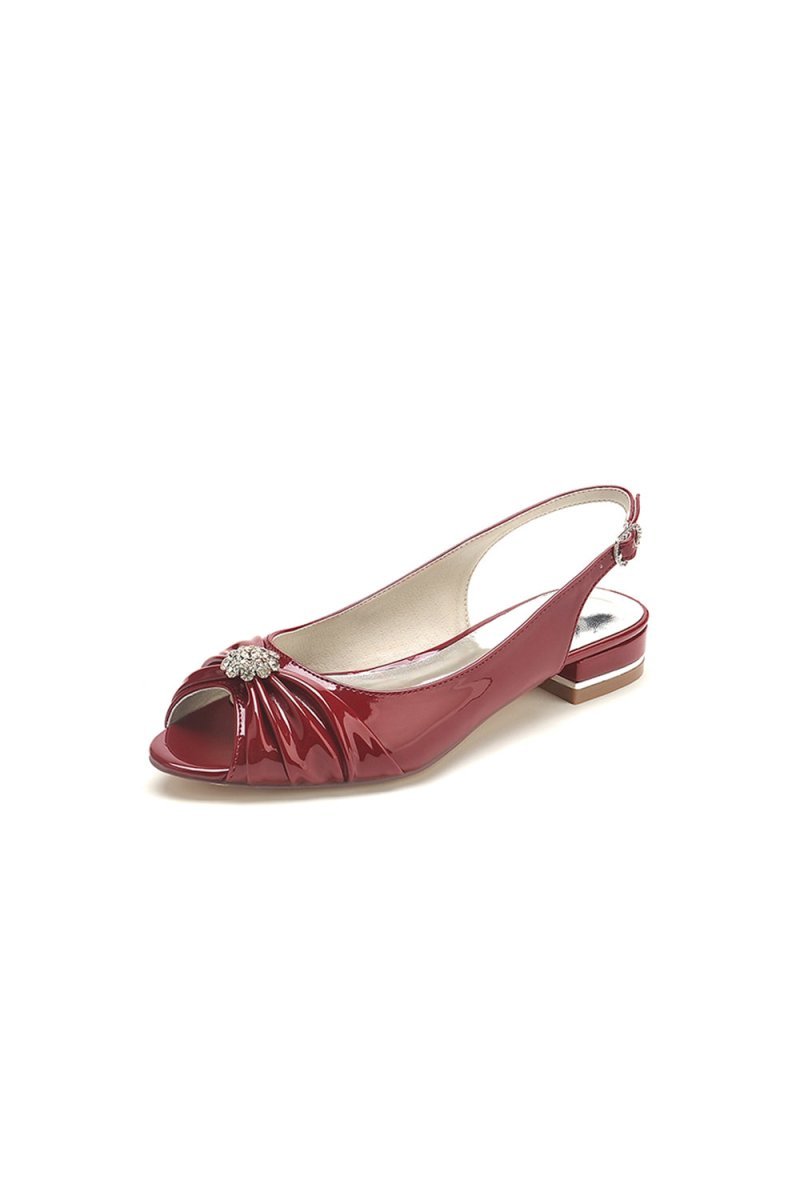 Glossy Fishmouth Sandals with Silver Metal Accents - BOLODOO