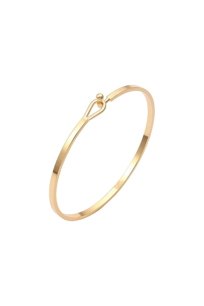 Gold Bar Thin Cuff Bangle Hook Bracelets - BOLODOO