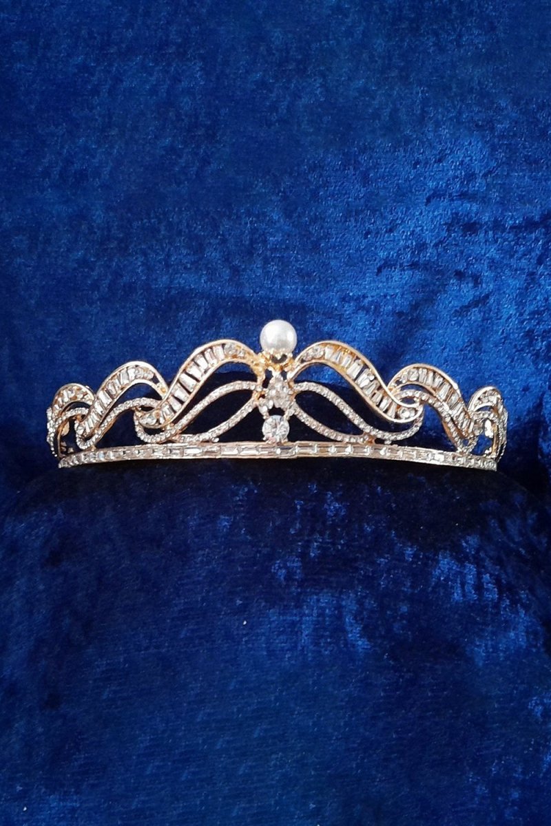 Gold Bridal Tiara With Pearl - BOLODOO