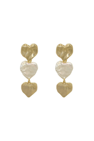 Gold Heart Shape Pearl Earrings - BOLODOO