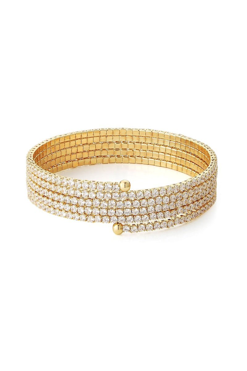 Gold Wrap Cuff MultiLayer Rhinestone Bracelets - BOLODOO