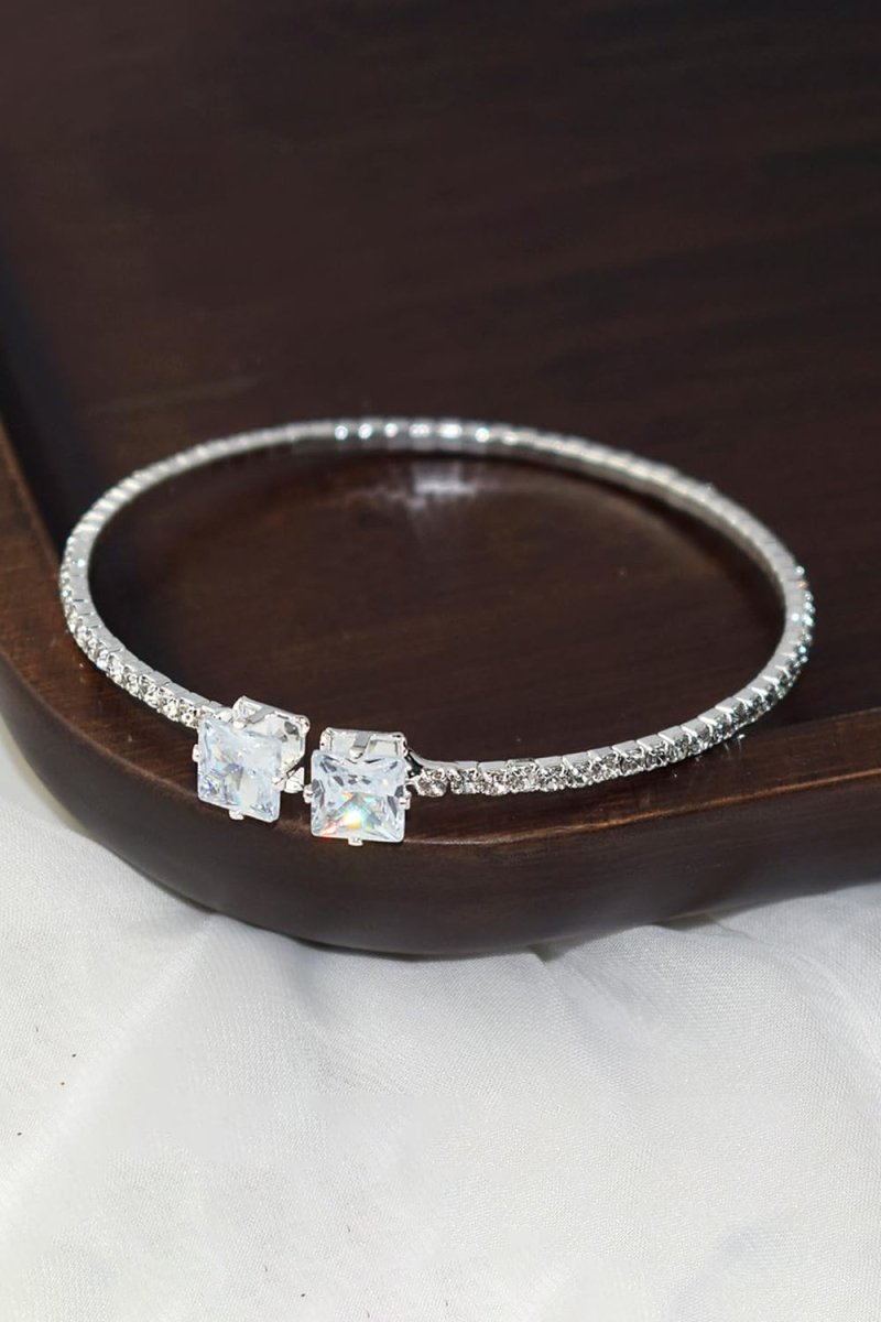 Gold Rhinestone Open Cuff Tennis Bracelets - BOLODOO