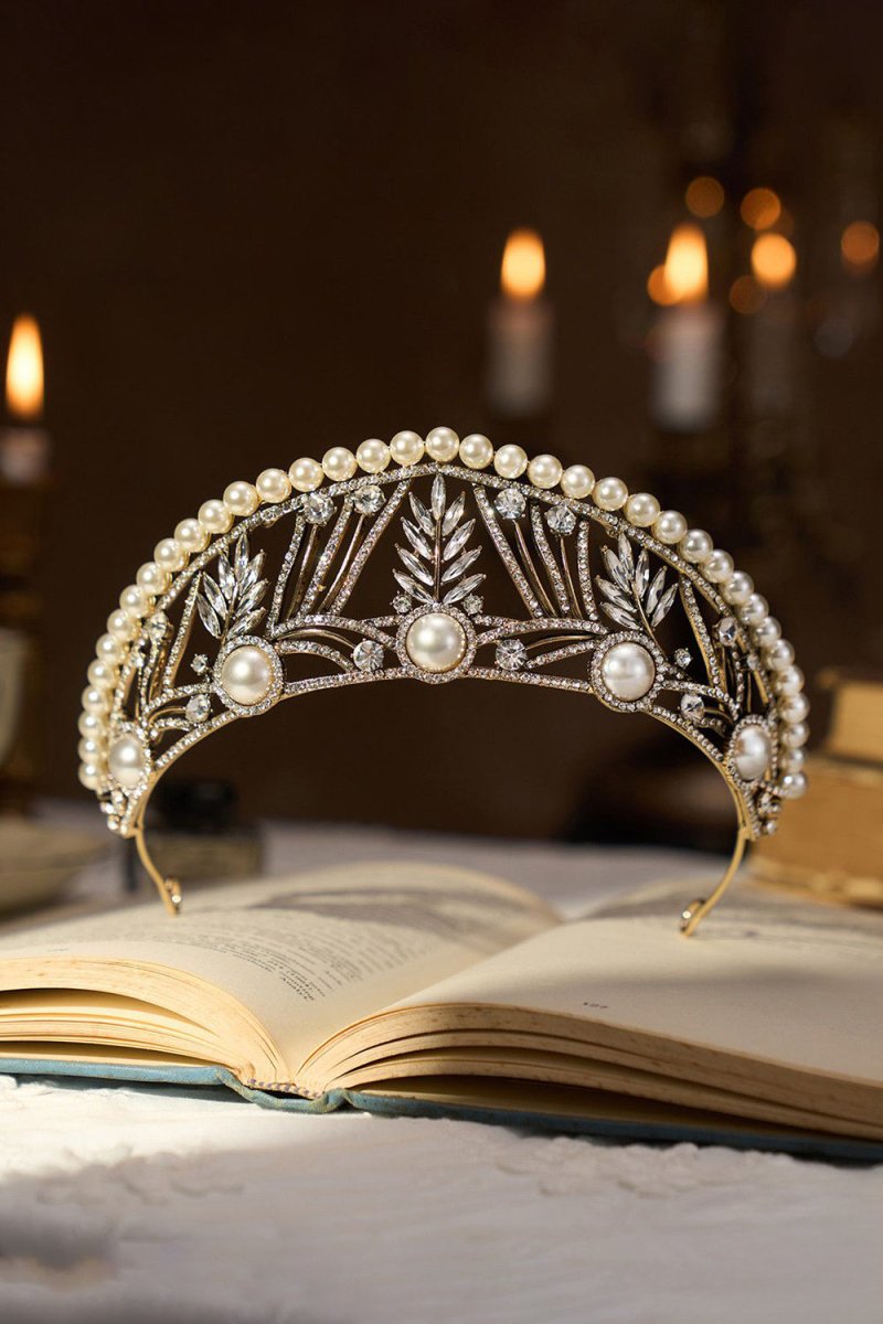 Gold Pearl Wedding Tiara - BOLODOO