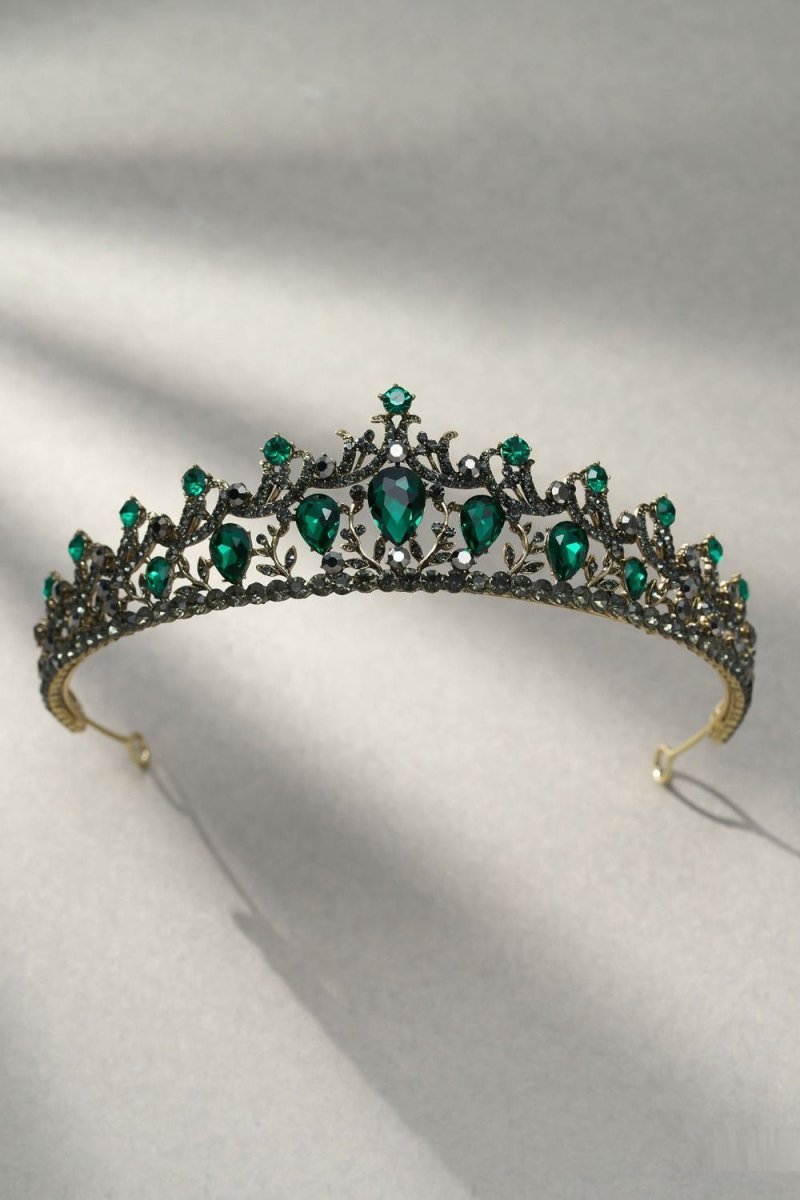 Green Crystal Rhinestone Tiara - BOLODOO