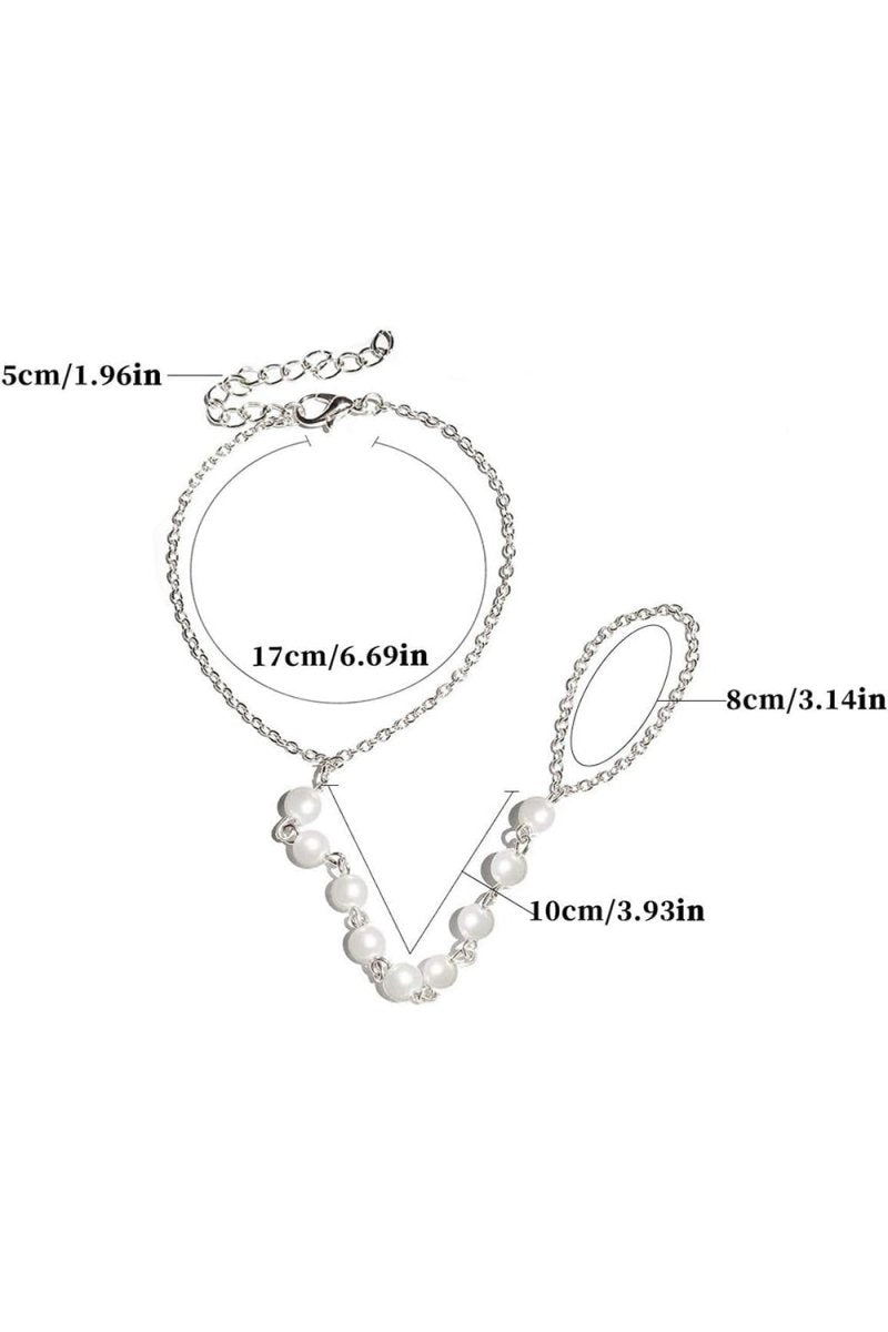 Pearl Finger Ring Chain Bracelets