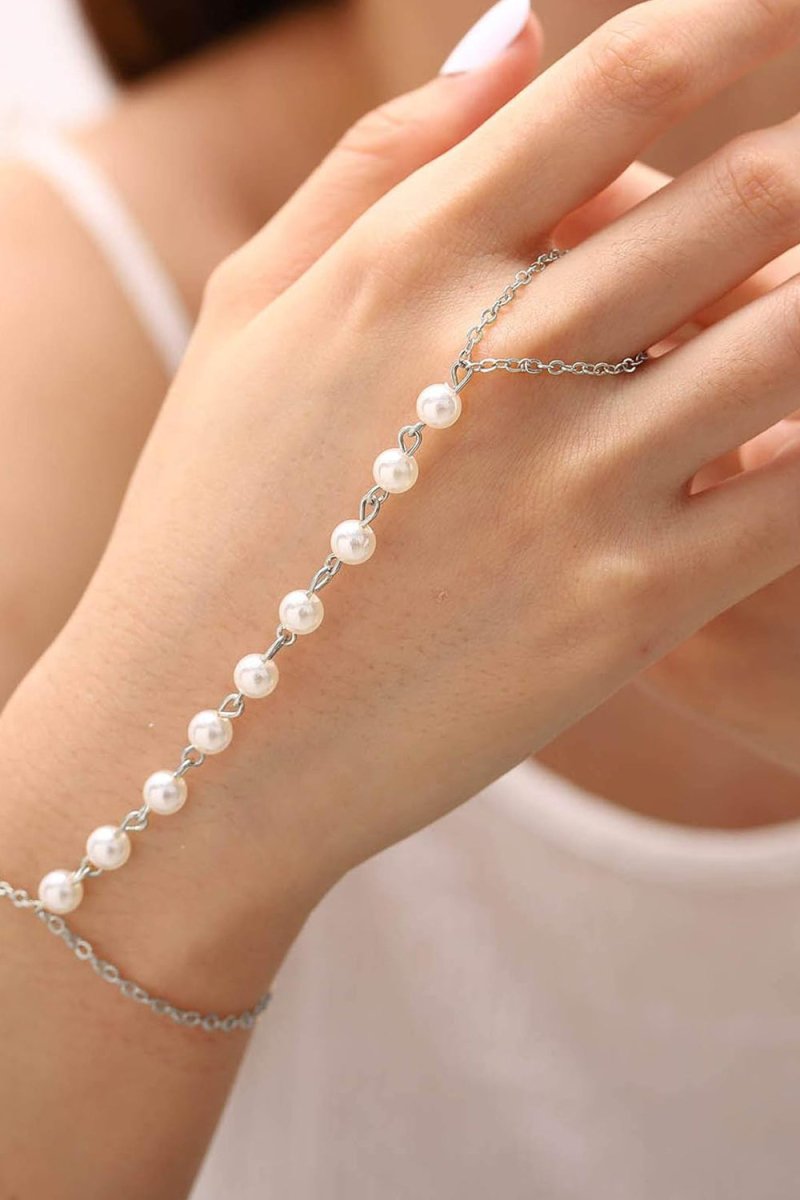 Pearl Finger Ring Chain Bracelets - BOLODOO