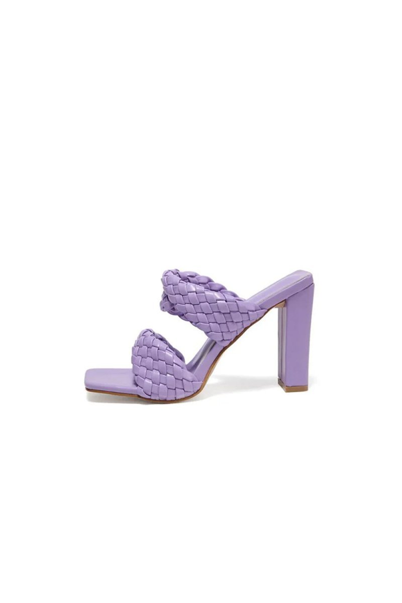 Lavender High Heels Woven Chunky Sandals - BOLODOO