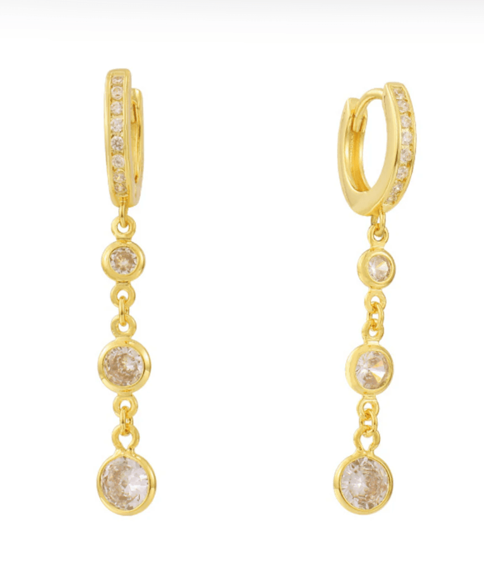 Tassel Gold Small Circle Long Earrings with Rhinestones - BOLODOO