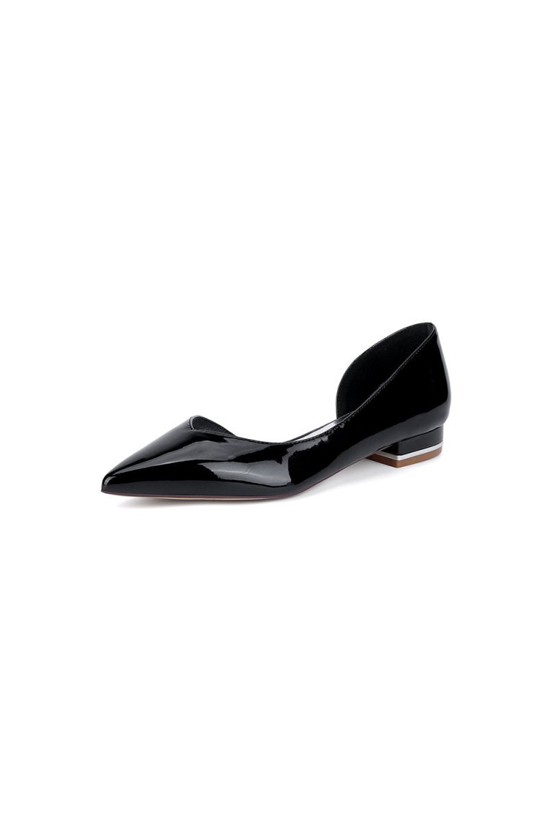 Burgundy Pointed - Toe Flats with a Sleek Finish - BOLODOO