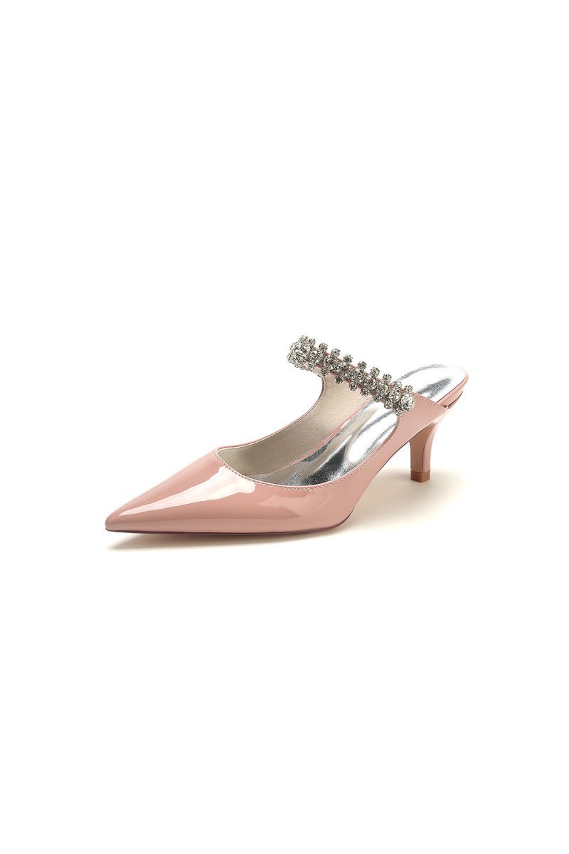 Burgundy Pointed Toe Wedding Shoes with Rhinestone - BOLODOO