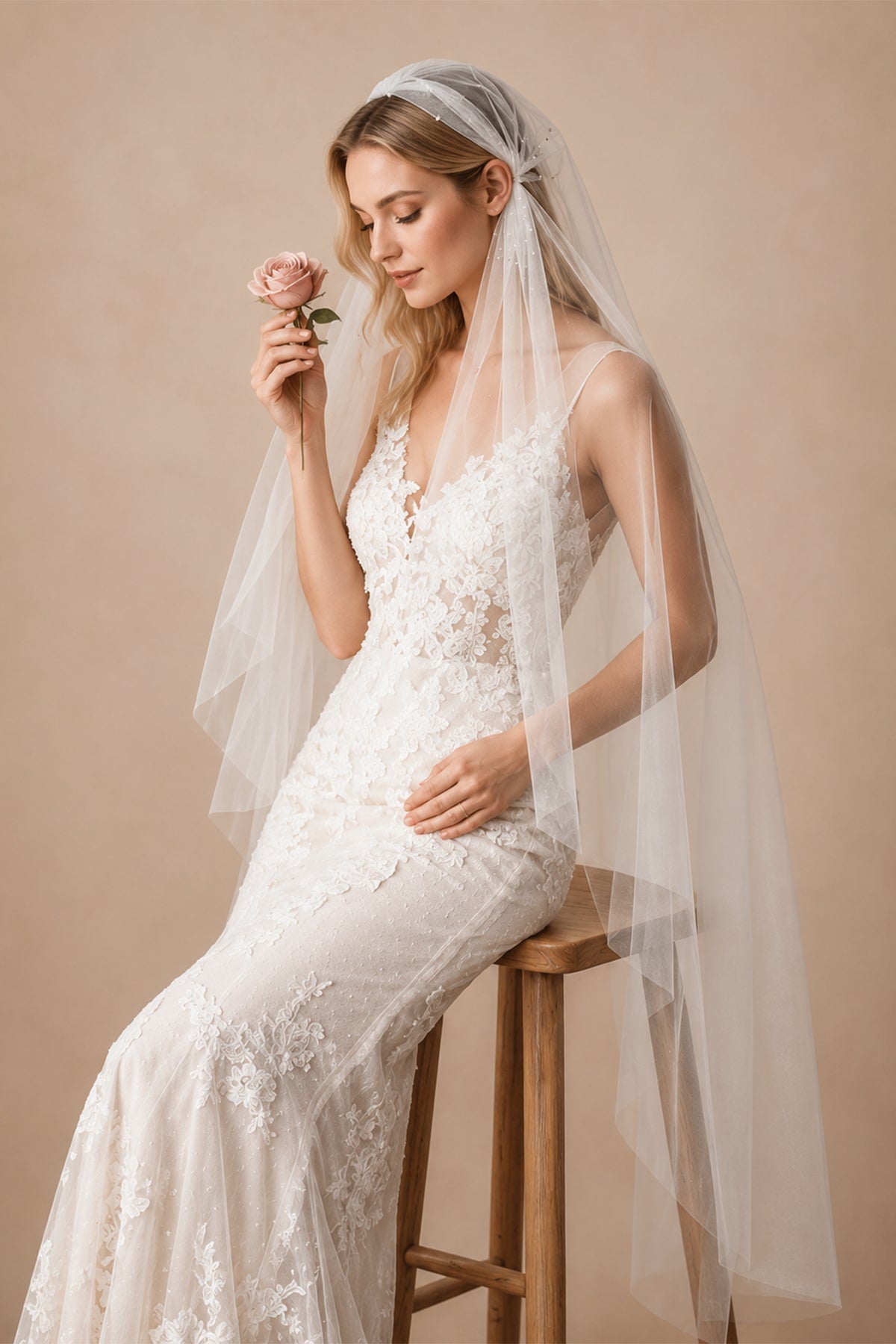 Juliet Cap Veils Asymmetrical Hem Knee Length Bridal Veil in Ivory - BOLODOO Wedding Veils