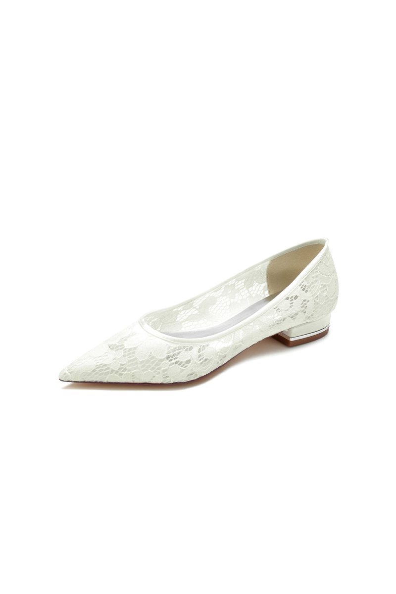 Lace Cocktail Pointed Toe Flats - BOLODOO
