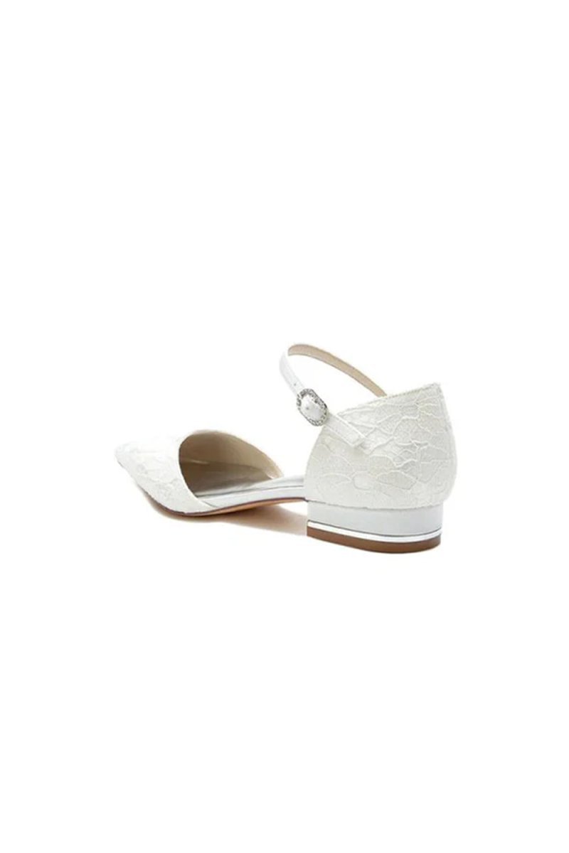 Lace One-strap Buckle Pointed Toe Mules