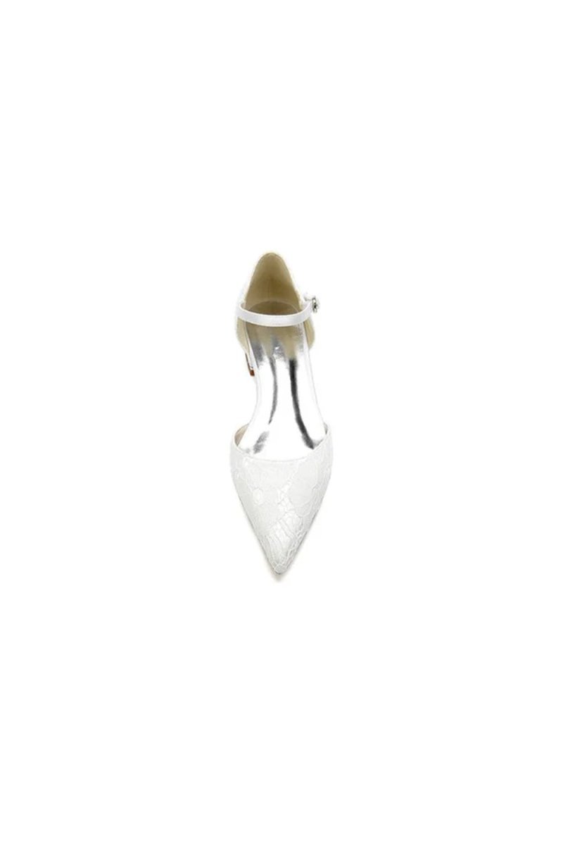 Lace One-strap Buckle Pointed Toe Mules