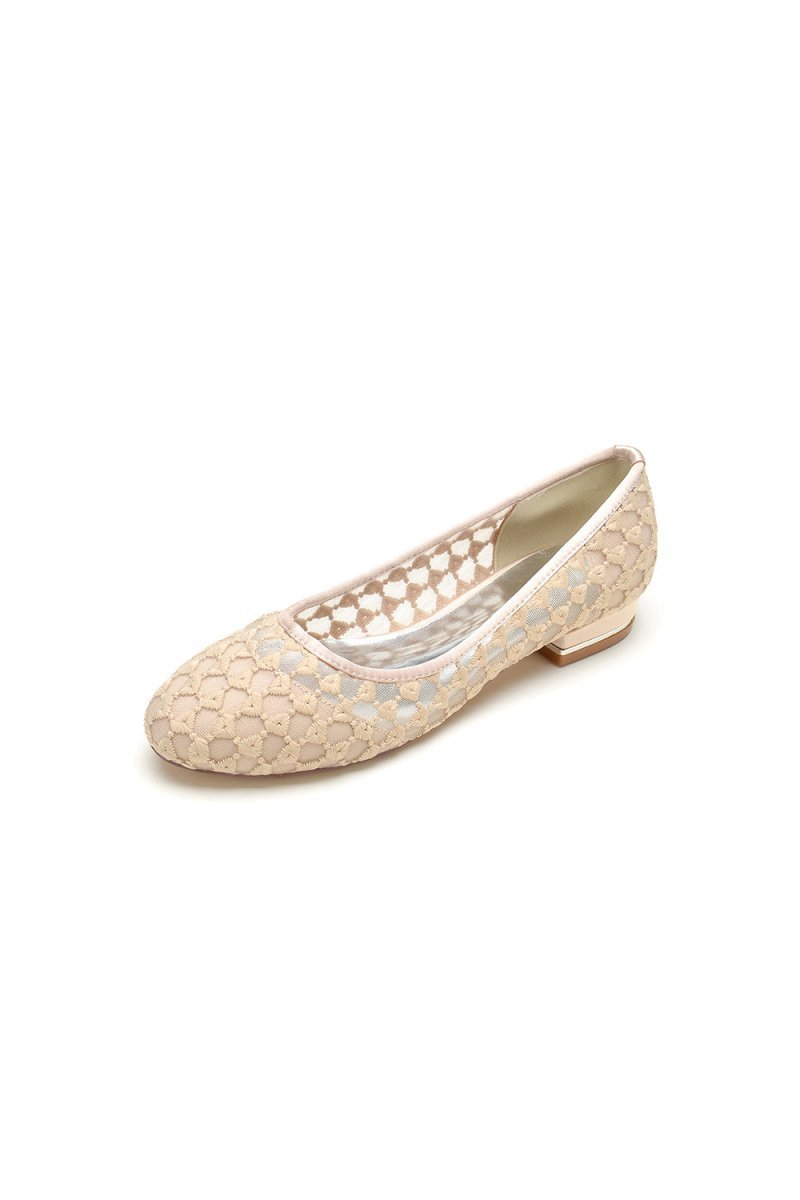 Lace Pointed Toe Wedding Flats - BOLODOO