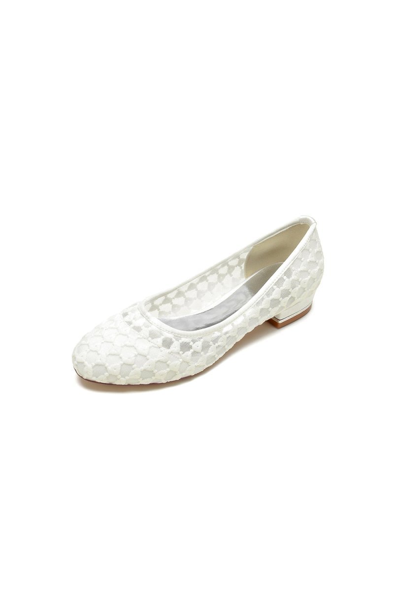 Lace Pointed Toe Wedding Flats - BOLODOO