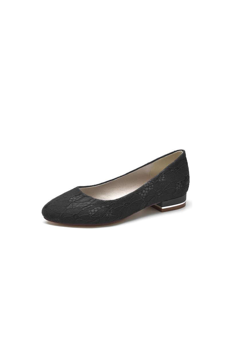 Lace Round Toe Flats - BOLODOO