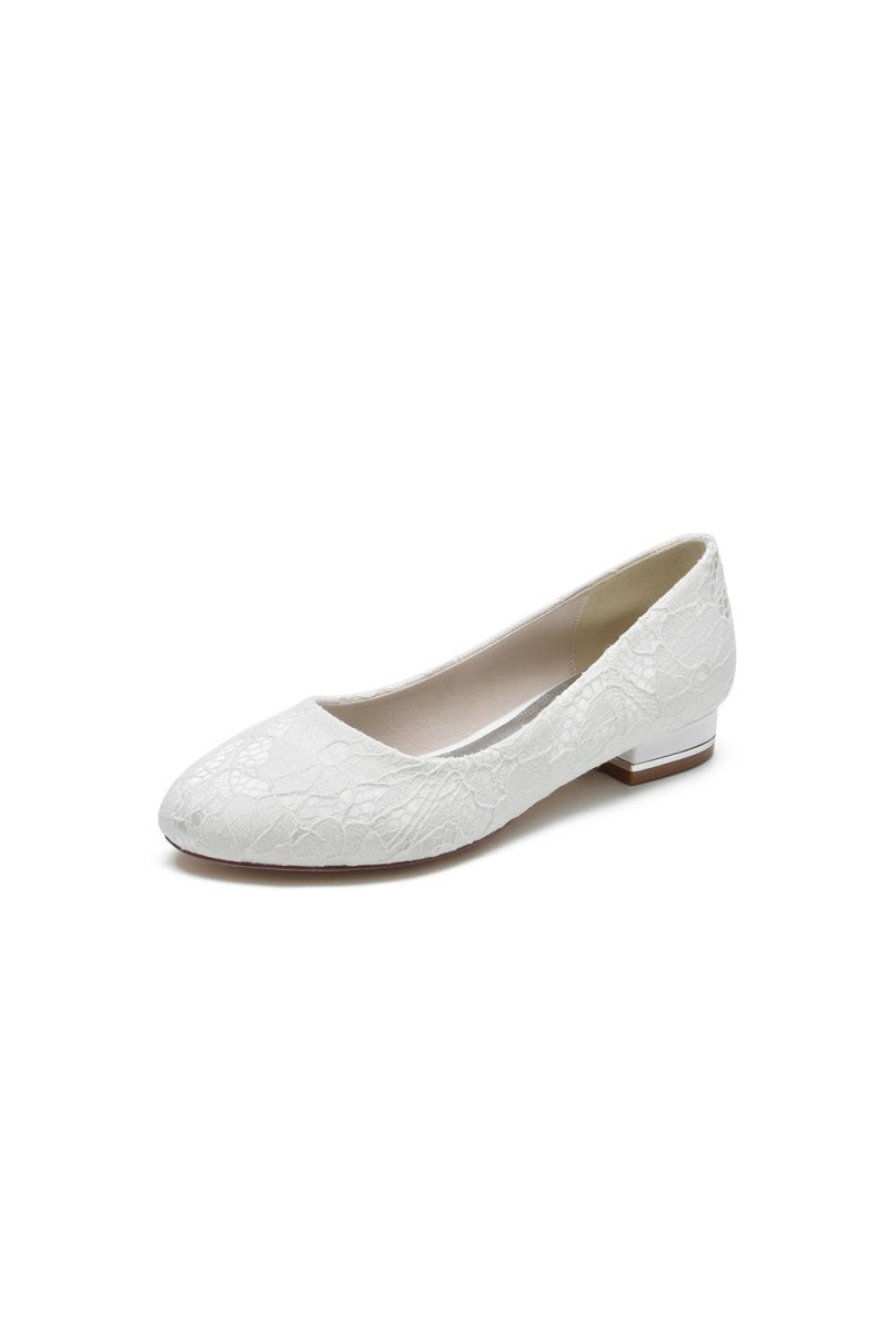 Lace Round Toe Flats - BOLODOO