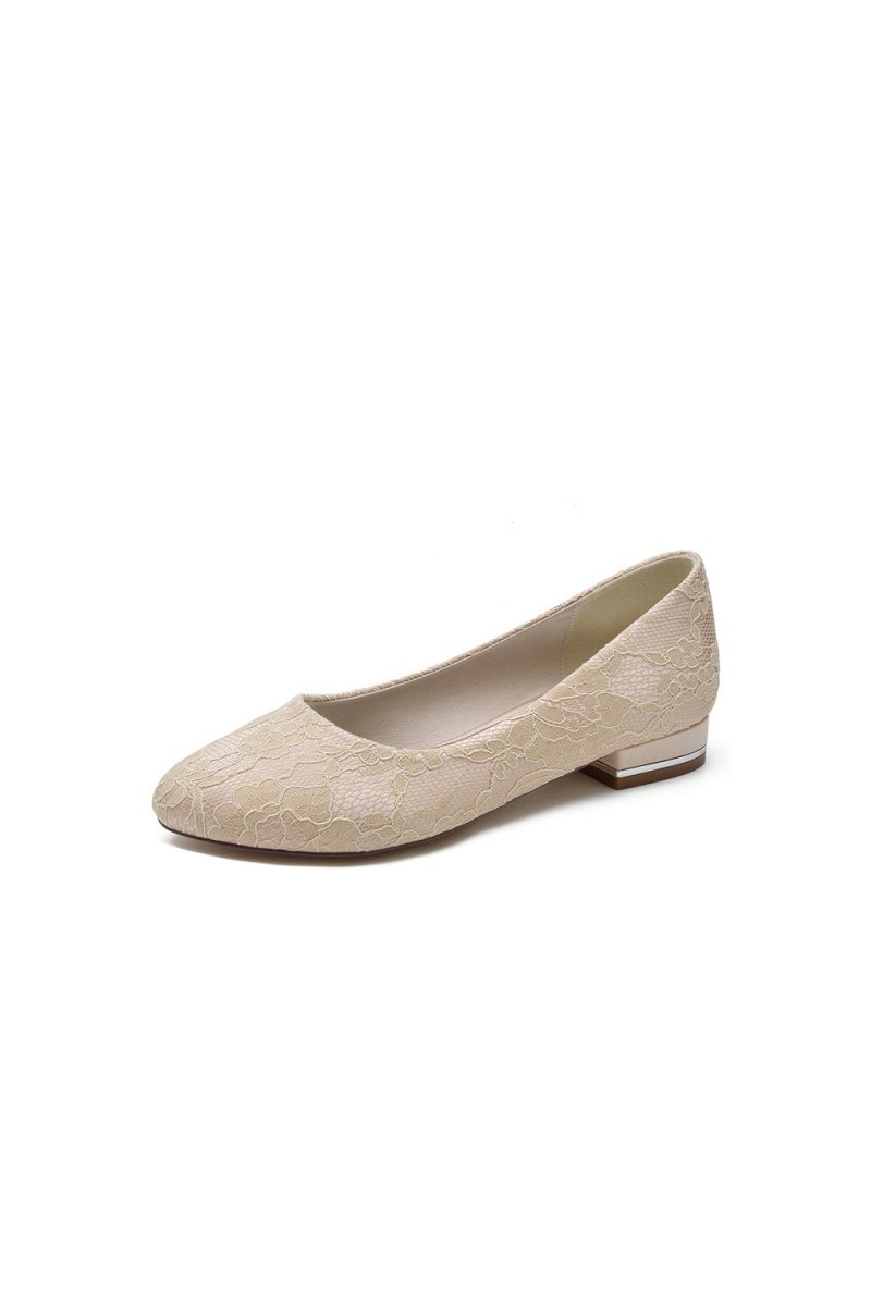 Lace Round Toe Flats - BOLODOO