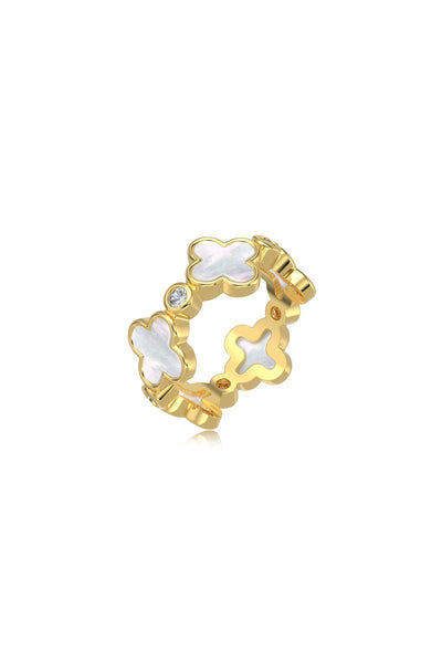 Lucky Four Leaf Clover Silver Ring
