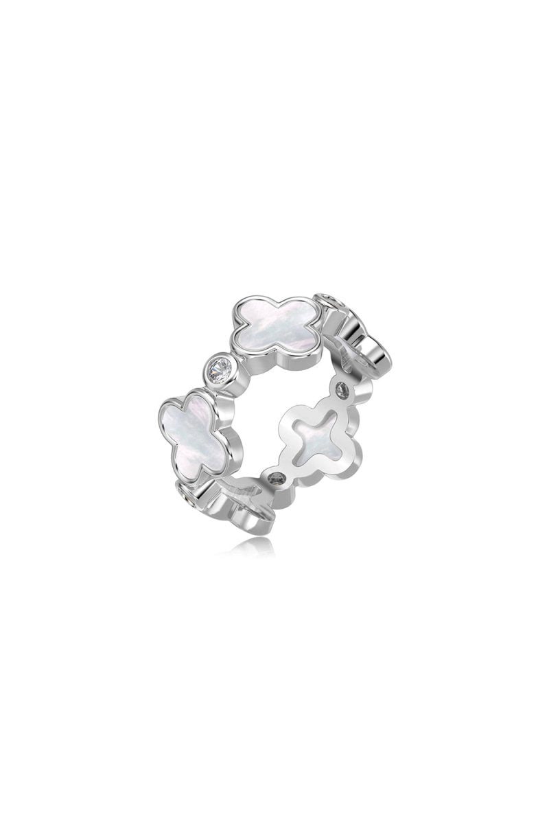 Lucky Four Leaf Clover Silver Ring