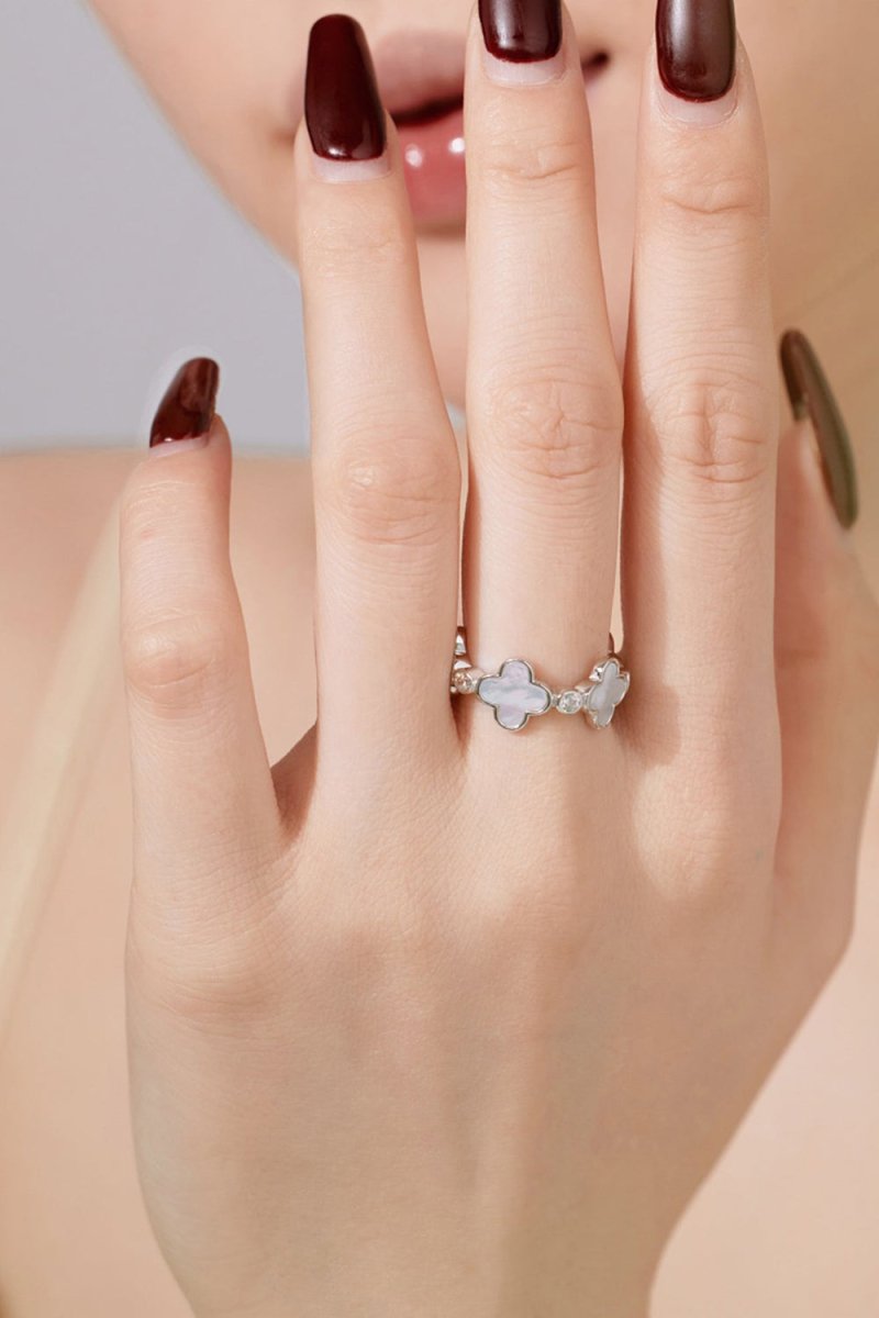 Lucky Four Leaf Clover Silver Ring