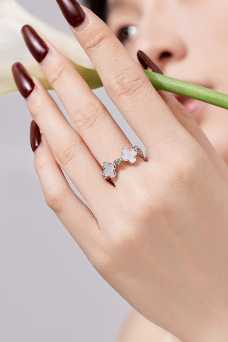 Lucky Four Leaf Clover Silver Ring