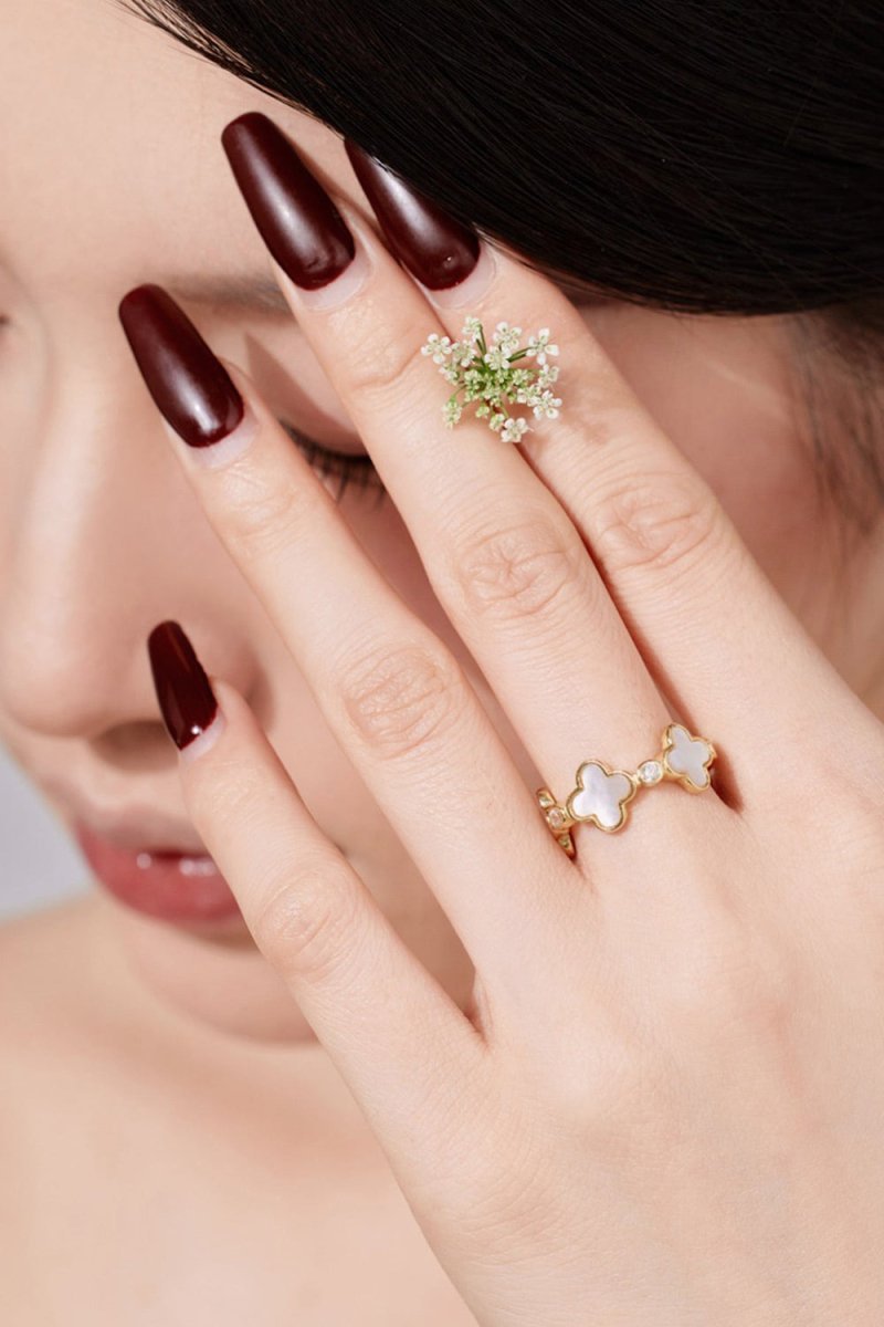 Lucky Four Leaf Clover Silver Ring