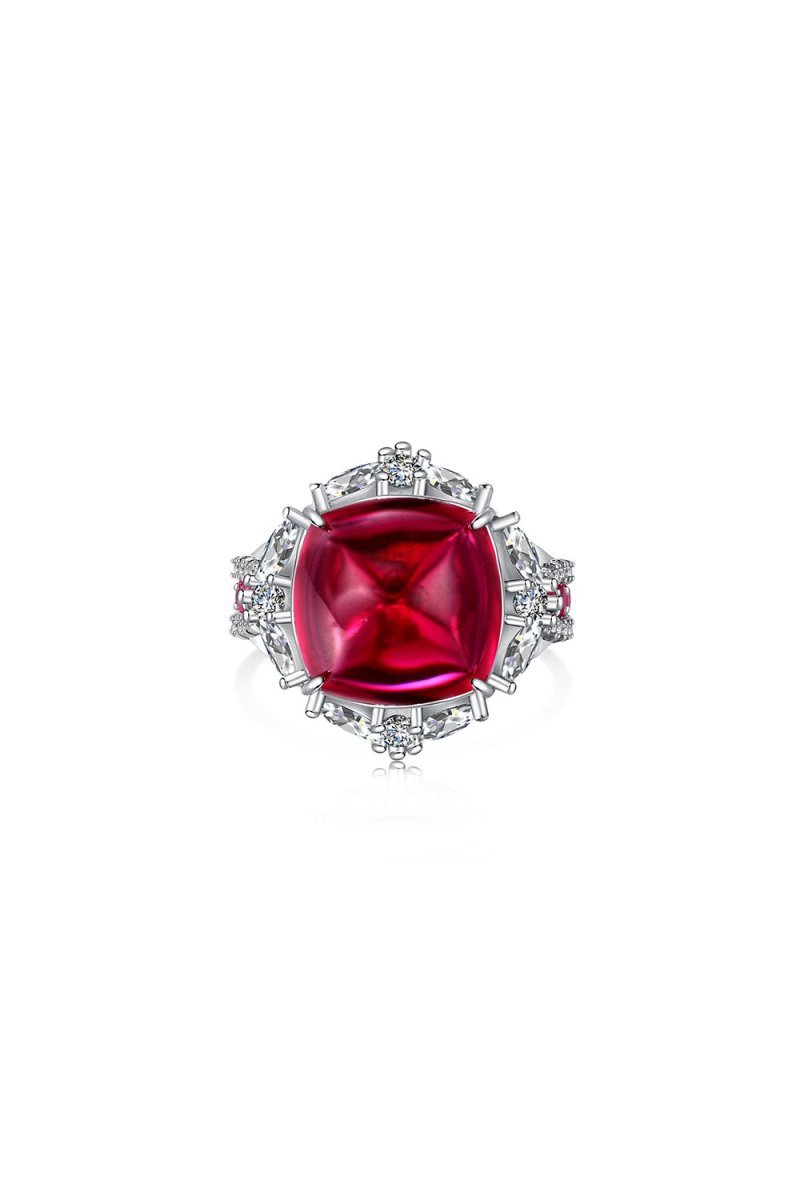 Luxurious Sugar Tower Ruby Engagement Ring - BOLODOO