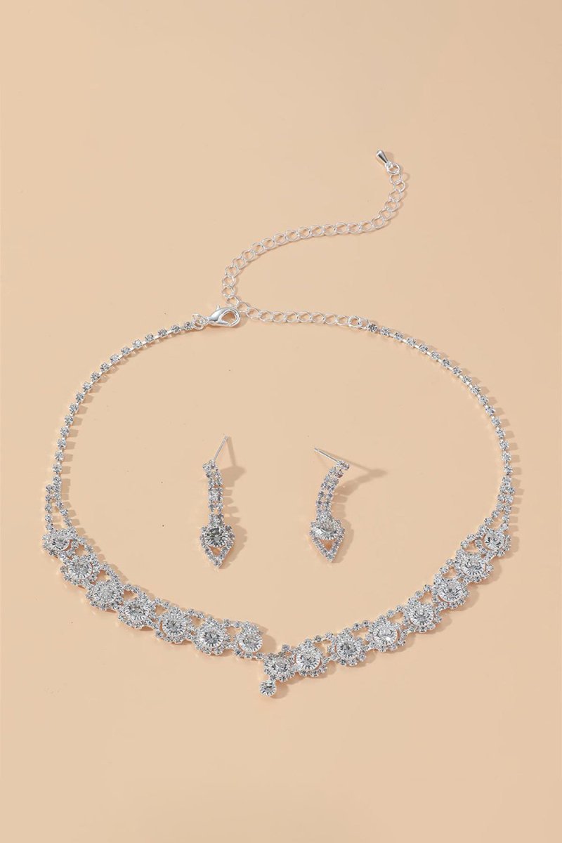 Luxury Round Zircon Necklace And earrings Set Of Two - BOLODOO