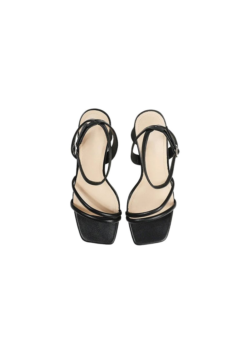 Metallic Strappy Block-Heel Sandals