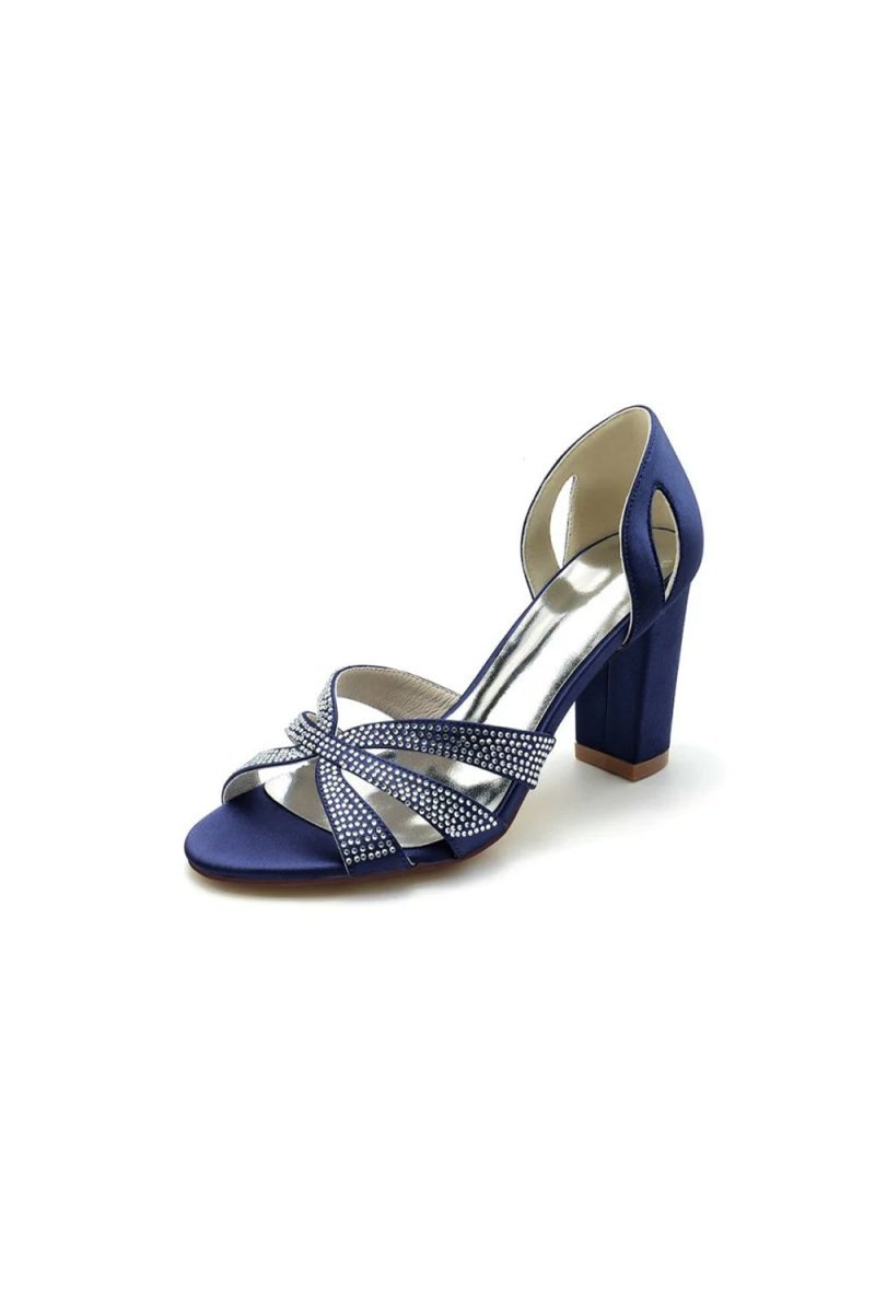 Navy Blue High Heels with Silver Heel - BOLODOO