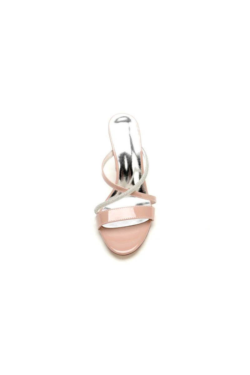 Nude Pink and Silver High-Heeled Sandals