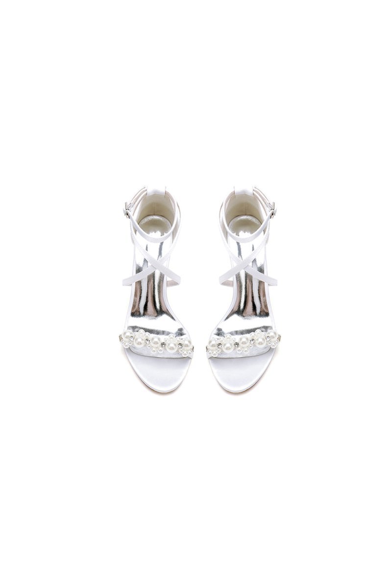 Open Toe Beaded Cross Strap High Heels