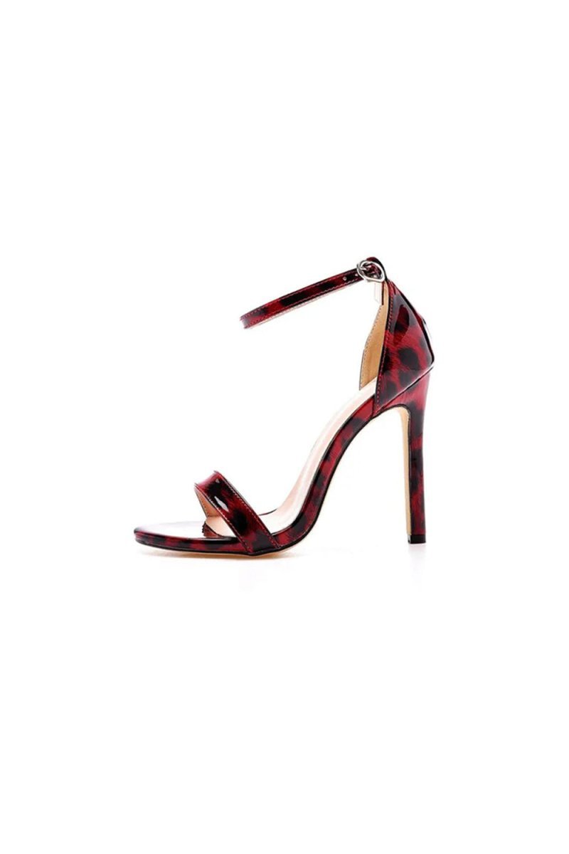 Open Toe Leopard Print Ankle Strap Stiletto High Heels